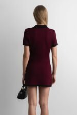 Collared Contrast Trim Knit Mini Dress - Image 4