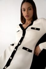 Contrast Trim Button Front Knit Mini Dress - Image 3