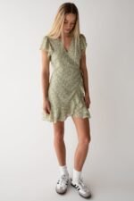 Floral Wrap Mini Dress With Ruffled Hem - Image 2