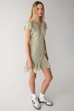 Floral Wrap Mini Dress With Ruffled Hem - Image 3