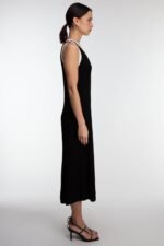 Sleeveless Contrast Trim Button Front Maxi Dress - Image 3