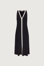 Sleeveless Contrast Trim Button Front Maxi Dress - Image 6