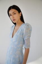 V-Neck Puff Sleeve Floral Maxi Dress - Image 5