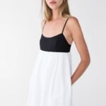 Contrast Babydoll Midi Dress