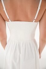Cotton Poplin V-Waist Bubble Hem Midi Dress - Image 5