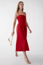 Cotton Poplin Square Neck Midi Dress - Image 2