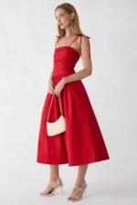 Cotton Poplin Square Neck Midi Dress - Image 4