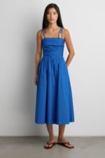 Cotton Poplin Square Neck Midi Dress - Image 6