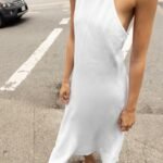 Linen Blend Halter Neck Midi Dress