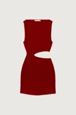 One Shoulder Knit Mini Dress With Cutout - Image 6