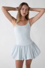 Drop Waist Bubble Hem Mini Dress - Image 6