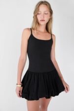 Drop Waist Bubble Hem Mini Dress - Image 2