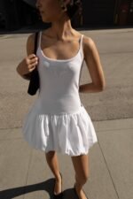 Drop Waist Bubble Hem Mini Dress - Image 5