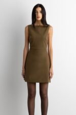 Boat Neck Mini Dress With Pockets - Image 3