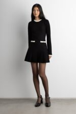 Contrast Trim Pleated Mini Dress - Image 2