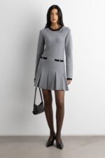 Contrast Trim Pleated Mini Dress - Image 3