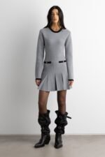 Contrast Trim Pleated Mini Dress - Image 4