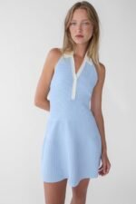 Collared Halter Neck Mini Dress - Image 2
