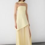 Tube Maxi Dress With Contrast Skirt And Scarf