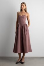 Cotton Poplin Corset Midi Dress - Image 2