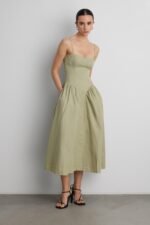 Cotton Poplin Corset Midi Dress - Image 6