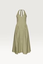 Cotton Poplin Halter Midi Dress - Image 5