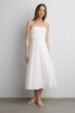 Linen Blend Midi Dress