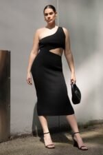 One Shoulder Midi Dress With Cutout - Image 2