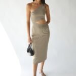 One Shoulder Midi Dress With Cutout