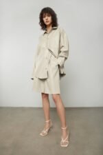 Vegan Leather Shirt Jacket