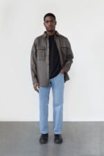 Vegan Leather Shirt Jacket - Image 2