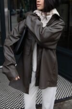 Vegan Leather Shirt Jacket - Image 3