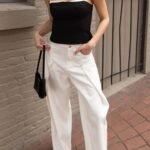 Pin Tuck Wide Leg Denim Jean