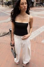 Pin Tuck Wide Leg Denim Jean - Image 2
