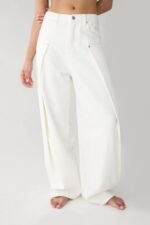 Pin Tuck Wide Leg Denim Jean - Image 3