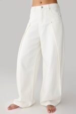 Pin Tuck Wide Leg Denim Jean - Image 4