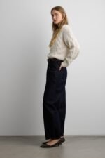 Cropped High-Rise Barrel Leg Dark Blue Wash Jean - Image 6