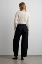 Cropped High-Rise Barrel Leg Dark Blue Wash Jean - Image 2