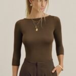 Boatneck Mid-Sleeve Top
