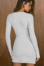 Asymmetrical Button Mini Dress - Image 3