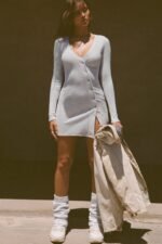Asymmetrical Button Mini Dress - Image 4