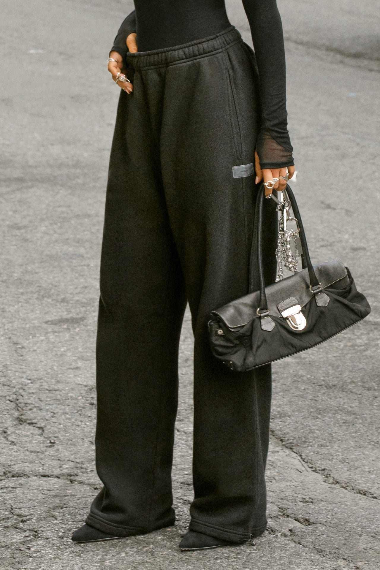 Joah-Brown-Oversized-Straight-Leg-Jogger-Black-French-Terry-Front-01-_1_ca18f1a9-682f-4828-bddb-32d796f8259a.jpg Oversized Straight Leg Jogger - Image 1