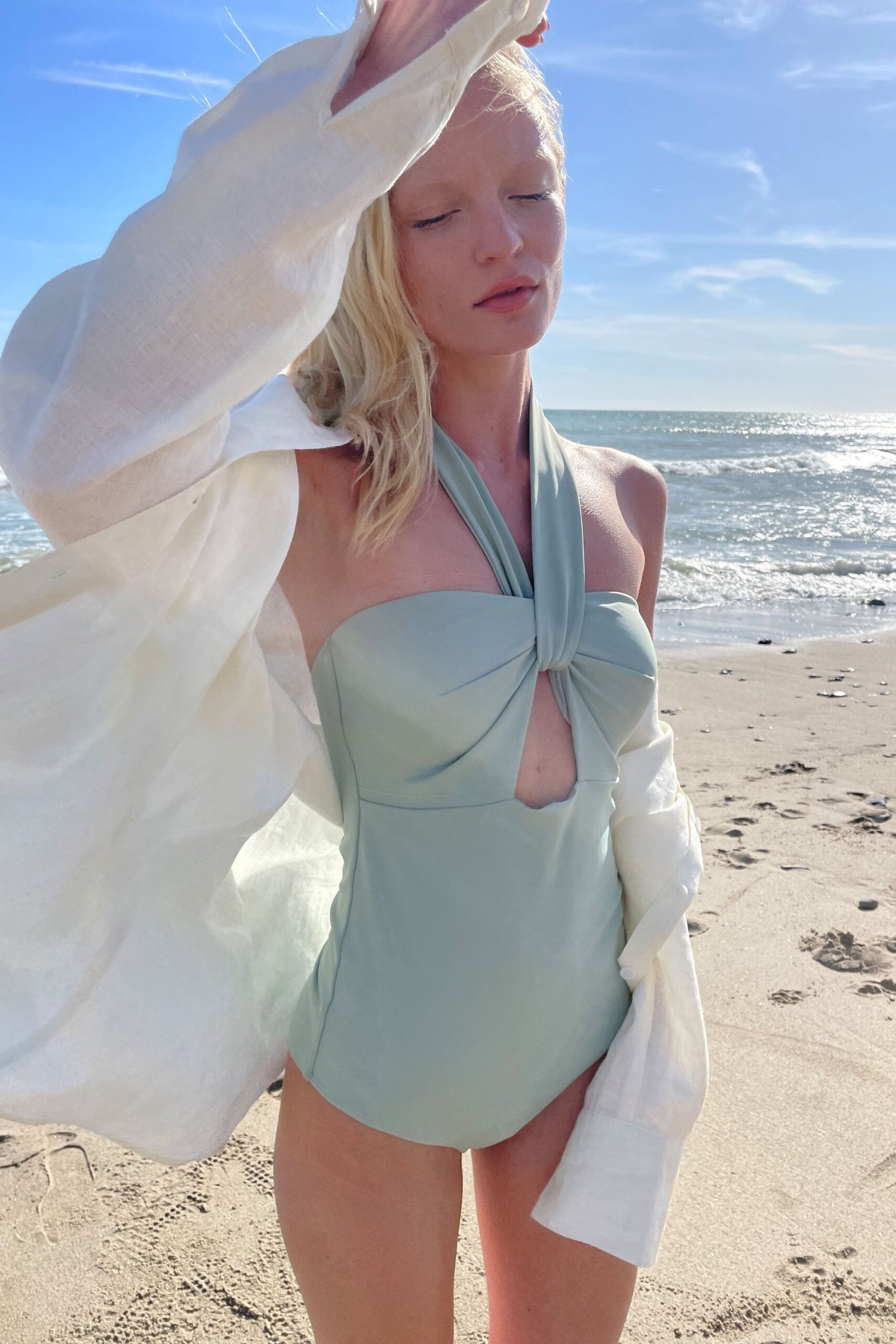 One-Piece-9926_Aqua_20Grey-1.jpg Cutout Halterneck Swimsuit - Image 1
