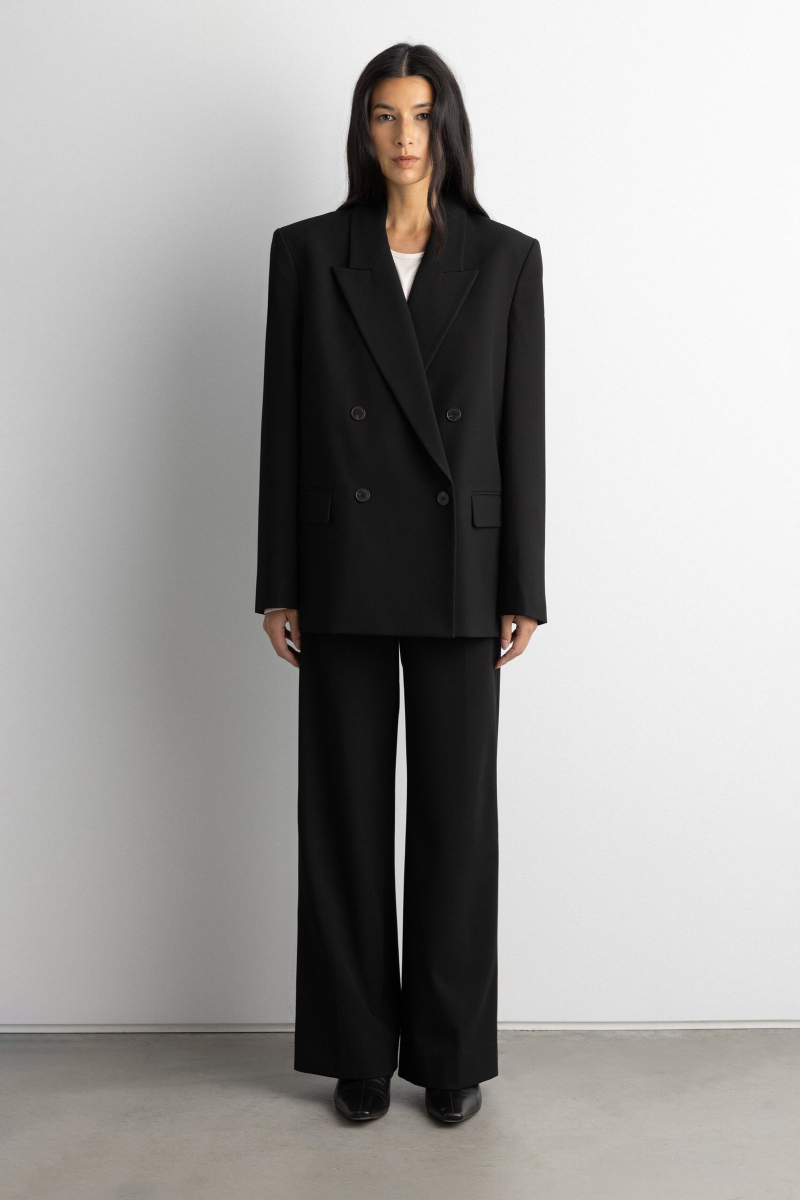 Outerwear-14228_Black-1.jpg Double-Breasted Blazer - Image 1