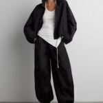 High Funnel Neck Cropped Drawstring Jacket