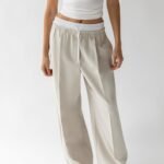 Exposed Elastic Waistband Dress Pant