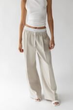 Exposed Elastic Waistband Dress Pant