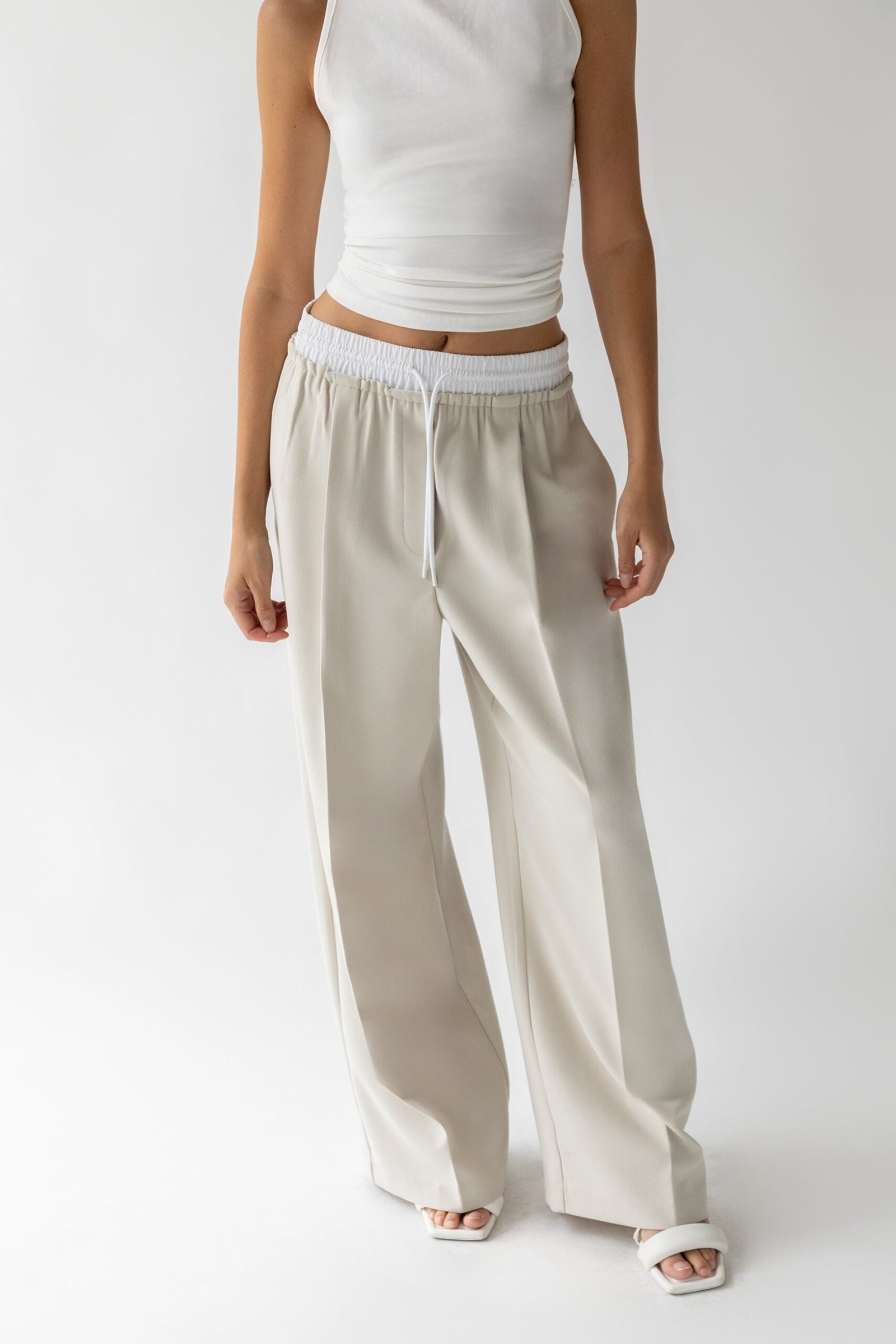 Pant-12260_Seashell-1.jpg Exposed Elastic Waistband Dress Pant - Image 1