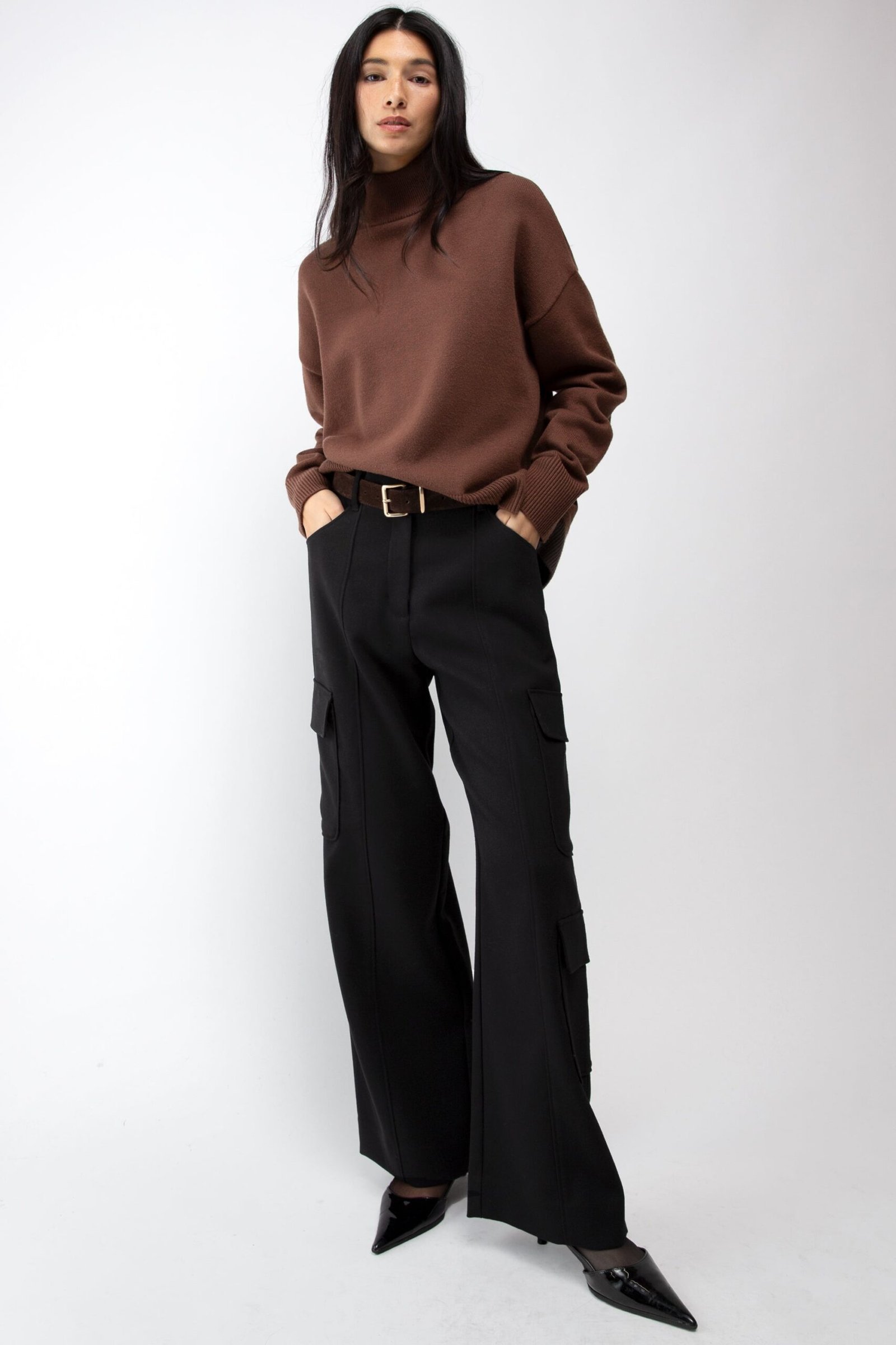Pant-13024_Black-1.jpg Wide Leg Cargo Suiting Pant - Image 1