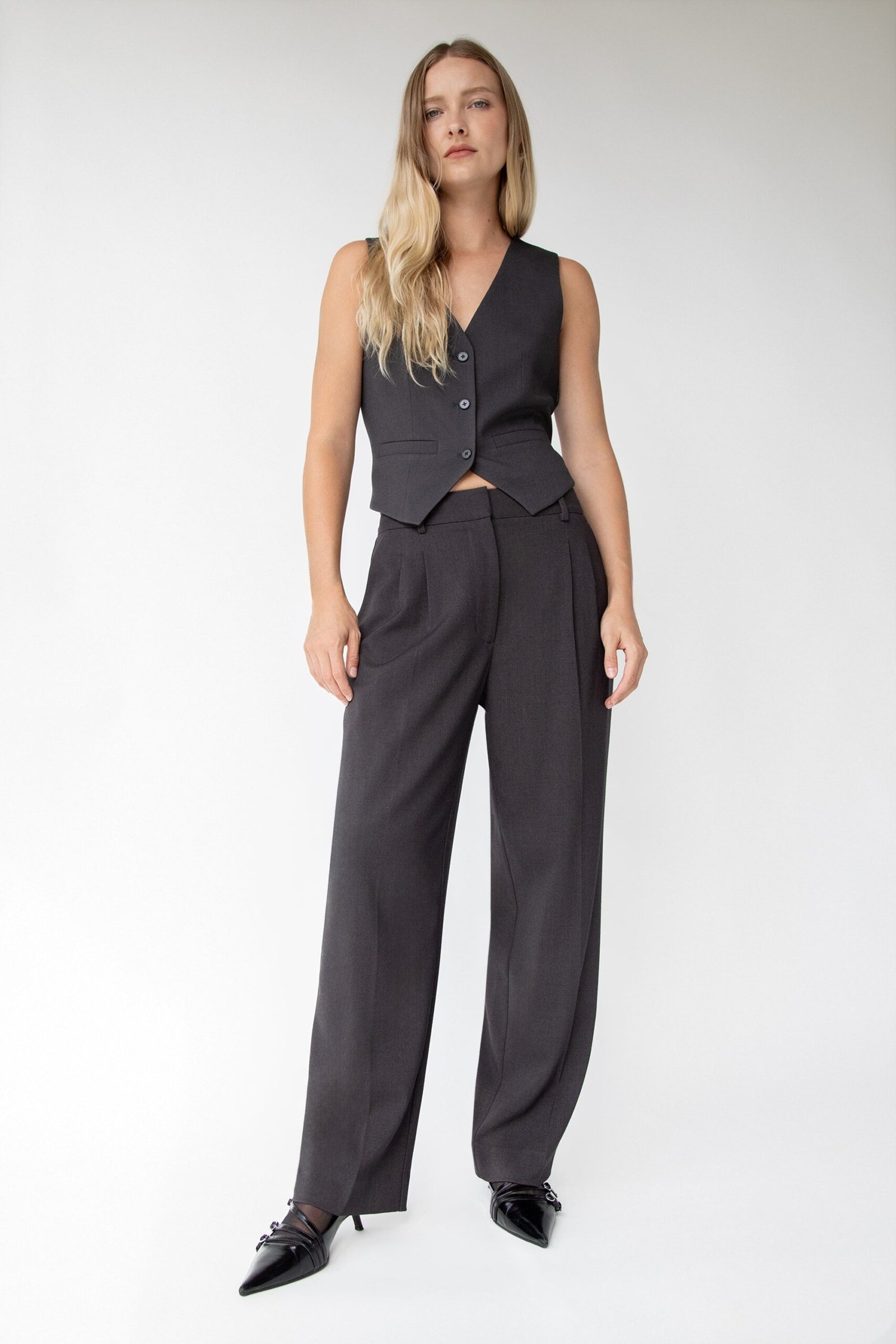 Pant-13025_ASPHALT-1.jpg Straight Leg High-Rise Trouser - Image 1